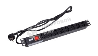 Блок ITK PH12-8C131 PDU 8 розеток C13 с LED выкл,1U, шнур 2м вилка нем.ст