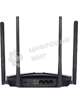 Двухдиапазонный роутер MERCUSYS MR80X AX3000 Wi-Fi 6, до 574 Мбит/с на 2,4 ГГц + до 2402 Мбит/с на 5 ГГц,4 фиксированные внешние антенны, 3 гигабитных порта LAN, 1 гигабитный порт WAN