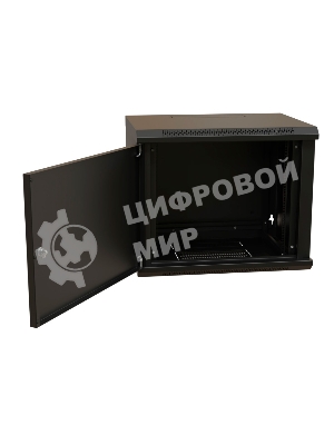 Шкаф коммутационный WRline (WR-TW-1245-SR-RAL9004) настенный 12U 600x450 мм пер. дв. металл 2 бок. пан. 60 кг черный 370 мм 650 мм IP20 сталь