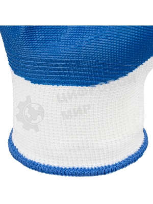 Перчатки полиэфирные с синим нитрильным покрытием, размер 9, 13 класс вязки Сибртех