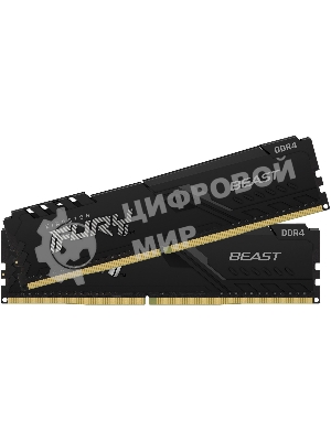 Оперативная память Kingston Fury Beast, DDR4, 32GB (2x16GB), 3200MHz, CL16, DIMM, с радиатором, черный