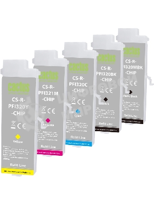 Картридж перезаправляемый струйный Cactus CS-R-PFI321SET-CHIP набор 5шт.упак. для Canon imagePROGRAF TM-250/255/350/355 с чипом