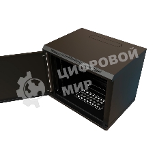 Шкаф коммутационный WRline (WR-TW-1245-SR-RAL9004) настенный 12U 600x450 мм пер. дв. металл 2 бок. пан. 60 кг черный 370 мм 650 мм IP20 сталь