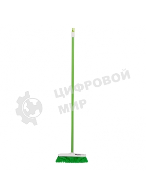 Щетка Home Palisad пластмассовая для подметания пола, 27 см, c черенком, 120 см, салат. щетина