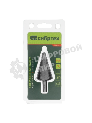 Сверло ступенчатое по металлу Сибртех 9-12-15-18-21-24-27-30-33-36 мм, 4241