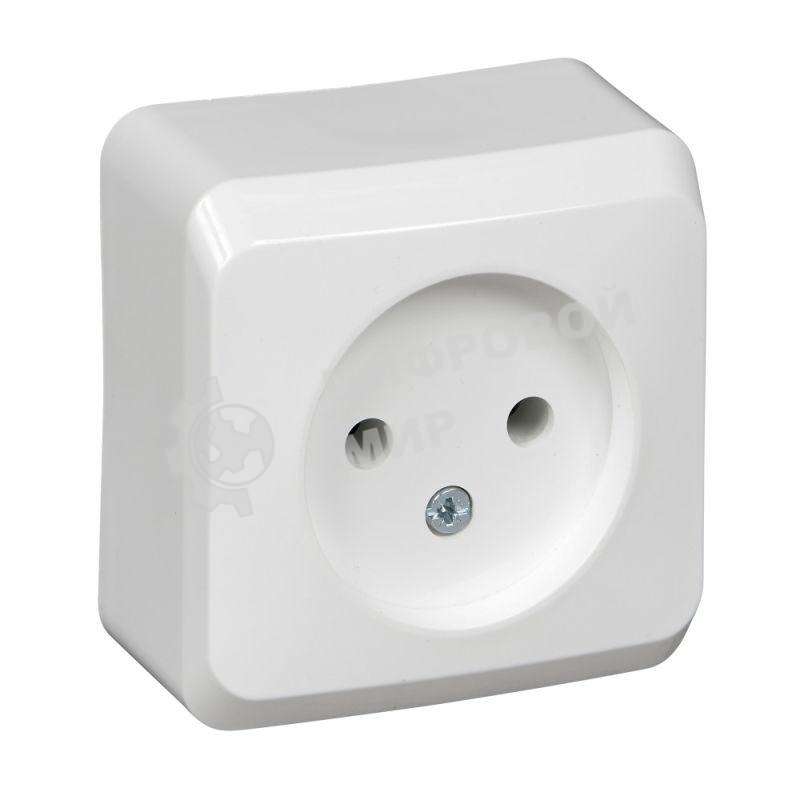 Розетка без заземления без шторок Systeme electric PA16-001B ЭТЮД О/У 16А 250B, белый,
