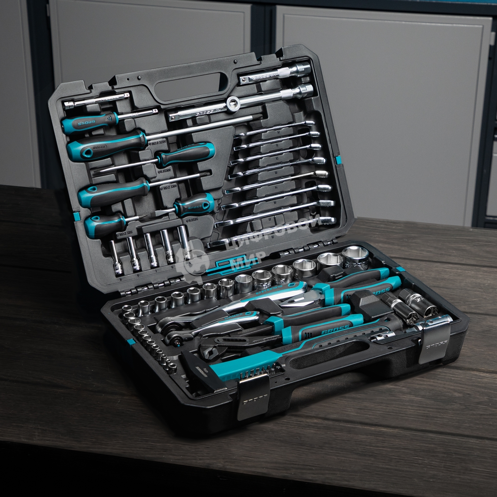 Набор инструментов Gross 76 предметов, 120 зубьев, CrV1/4, 1/2