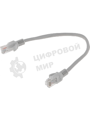 Патч-корд UTP, кат 5e, 0.25м с RJ45 серый