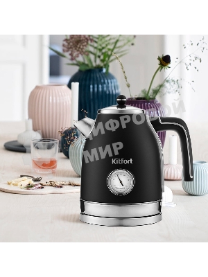 Чайник электрический Kitfort КТ-6102-1 черный с серебром