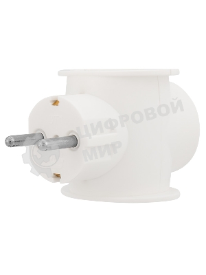 Тройник электрический Rexant универсальный 16 А одно гнездо с заземлением белый