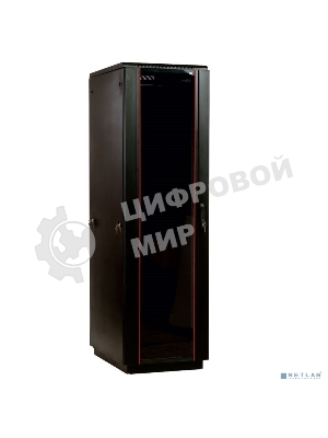 Шкаф телекоммуникационный напольный 42U (800x800) дверь стекло, черный