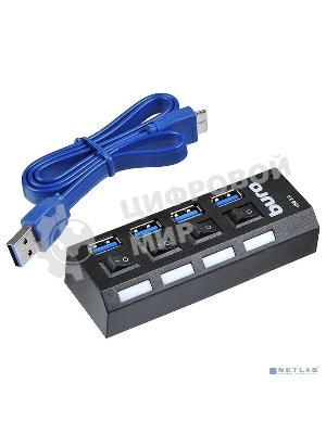 Разветвитель USB 3.0 Buro BU-HUB4-U3.0-L 4порт. черный