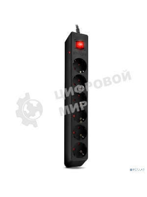 Сетевой фильтр SVEN Optima 5,0 м (6 розеток с защитными шторками) черный, цветная коробка