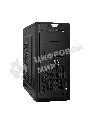 Компьютерный корпус Miditower ExeGate CP-603UB-UNS350 (ATX, БП UNS350 с вент. 12см, 2хUSB, аудио, черный)
