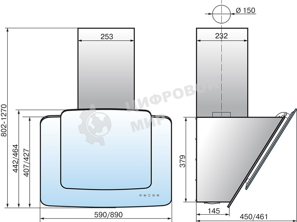 Вытяжка наклонная Elikor Кварц 60П-1000-Е4Д черный, 59 см, 1000 куб. м/ч, 59 дБ