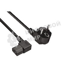 Кабель питания ExeGate PC-1,2 OfficePC 450W (Евровилка Schuko ->С13 угловой) VDE-250V черный, 1.2м