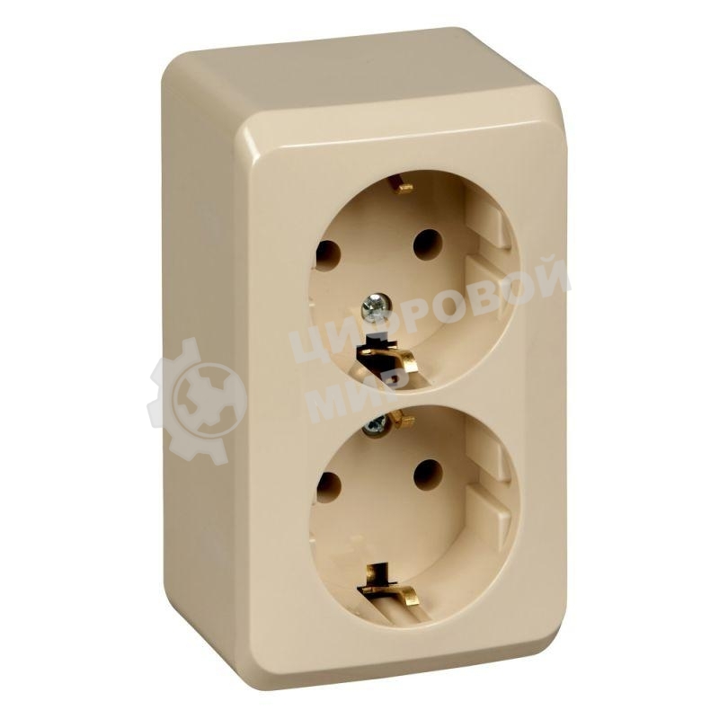 Розетка Schneider Electric 2-м ОП Этюд 16А с заземл. крем. SchE PA16-007K