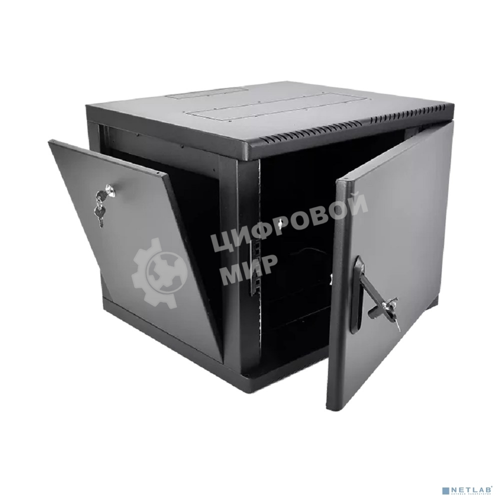 Шкаф телекоммуникационный настенный разборный ЦМО 9U (600 x 650) съемные стенки, дверь металл, черный (ШРН-М-9.650.1-9005)