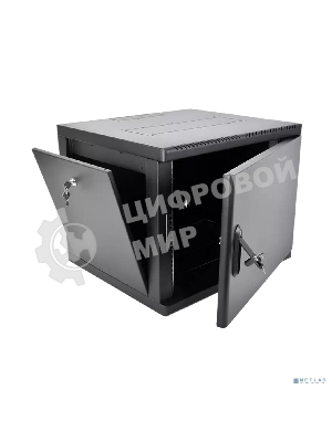 Шкаф телекоммуникационный настенный разборный ЦМО 9U (600 x 650) съемные стенки, дверь металл, черный (ШРН-М-9.650.1-9005)
