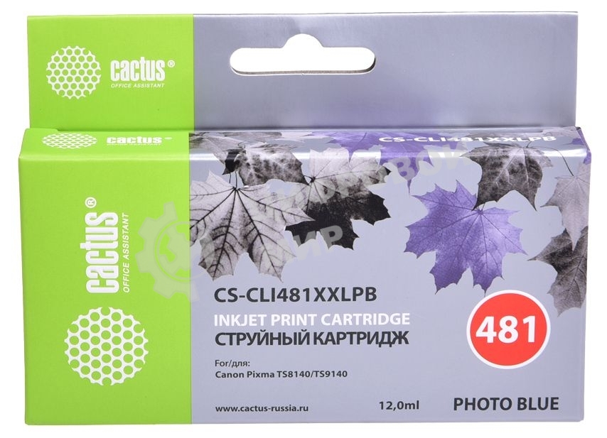 Картридж струйный Cactus CS-CLI481XXLPB фото голубой (12мл) для Canon Pixma TS8140/TS9140