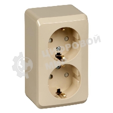 Розетка 2-м ОП Этюд 16А защ. шторки с заземл. крем SchE PA16-008K