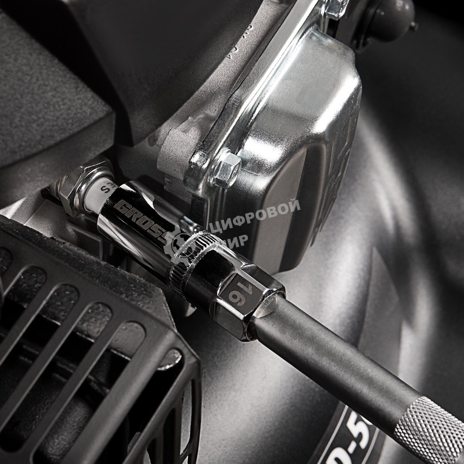 Головка торцевая свечная Gross магнитная, 12-гранная, 16 мм, под квадрат 1/2