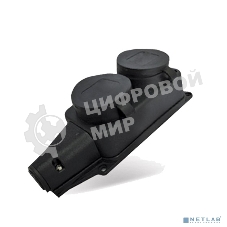 Розетка двухместная настенная с заглушками c заземлением каучук 16А 250В IP44 (1027)