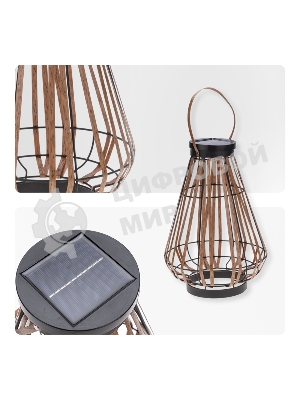 Светильник садовый Rexant Тростник, 35,5 см, 3000К, встроенный аккумулятор, солнечная панель, коллекция Бали