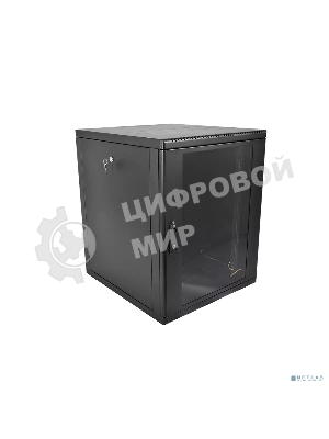 Шкаф телекоммуникационный настенный разборный ЦМО 12U (600 x 520) съемные стенки, дверь стекло, черный (ШРН-М-12.500-9005)