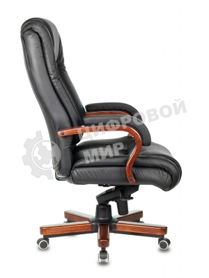 Кресло Бюрократ T-9925WALNUT/BLACK черный, кожа