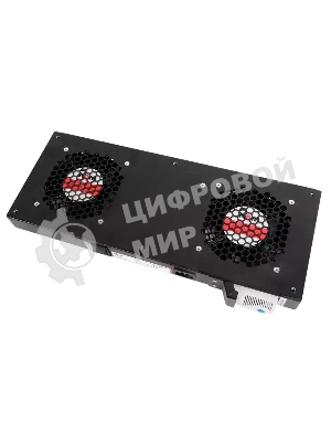 Модуль вентиляторный ЦМО, 2 вентилятора с терморегулятором, черный R-FAN-2T-9005