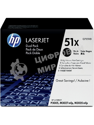 Картридж лазерный HP Q7551XD черный двойная упаковка для LaserJet P3005/M3027mfp/M3035mfp 2 x 13000 стр.