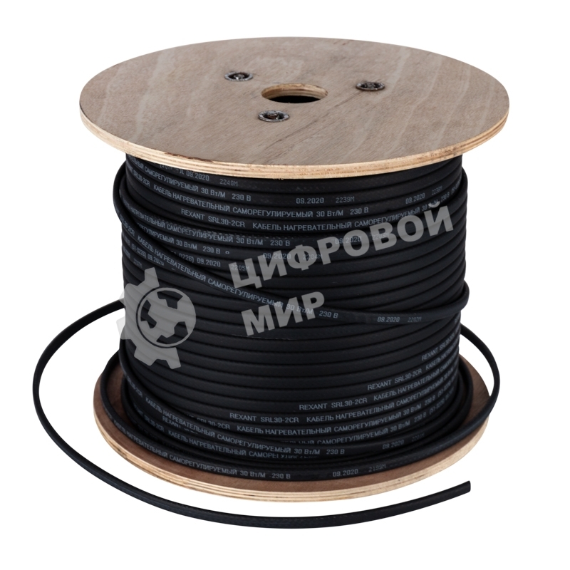 Саморегулируемый греющий кабель Rexant экранированный, 30КНС 2ЛТГ-ЭЛ 65/85, UV (30 Вт/1 м), 200 м