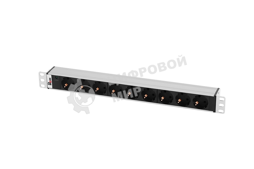 Блок розеток Rem-10 без шнура с инд., 9 Sсhuko, вход IEC 60320 C14, 10A, алюм., 19