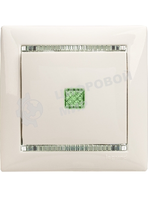 Механизм выключателя 1-кл. СП Valena 10А IP31 с зел. инд. бел. Legrand 774410