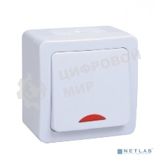 Выключатель 1-кл. ОП ГЕРМЕС PLUS для открытой установки со свет. индик. ВС20-1-1-ГПБ IP54 (цвет клавиши: белый) IEK EVMP11-K01-10-54-EC
