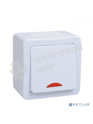 Выключатель 1-кл. ОП ГЕРМЕС PLUS для открытой установки со свет. индик. ВС20-1-1-ГПБ IP54 (цвет клавиши: белый) IEK EVMP11-K01-10-54-EC