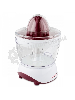 Соковыжималка Scarlett SC-JE50C06 белый/коричневый, цитрусовая, 25 Вт, 700 мл, механическое