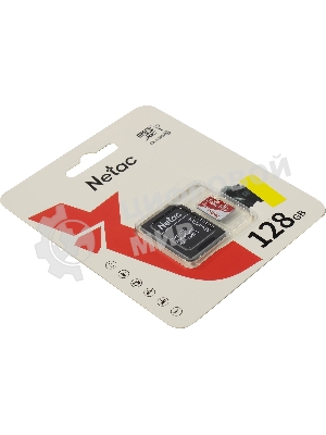 Флеш карта Netac P500 ECO 128Gb MicroSDXC U1/C10 up to 80Mb/s, retail pack with SD Adapter