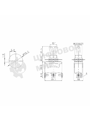 Тумблер Rexant 250V 15А (3c) ON-OFF-ON однополюсный (KN-103) Индивидуальная упаковка 1 шт