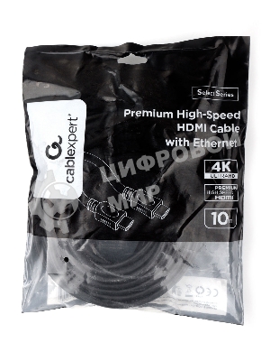 Кабель HDMI Cablexpert CC-HDMI4L-10M, 10м, v2.0, 19M/19M, серия Light, черный, позол.разъемы, экран, пакет