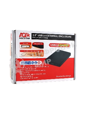 Внешний корпус для HDD AgeStar 3UB2P2 SATA III пластик черный 2.5