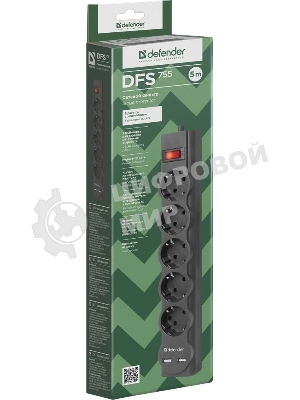 Сетевой фильтр Defender 5M DFS 755 5OUTL.