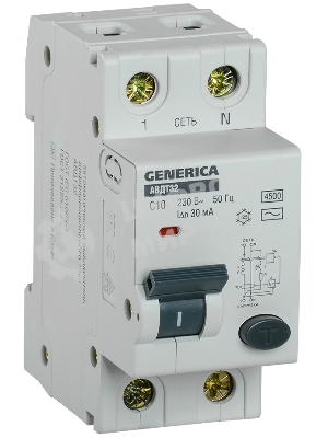 Выключатель автоматический дифференциального тока IEK MAD25-5-010-C-30 АВДТ 32 C10 - GENERICA