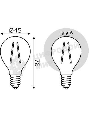 Лампа светодиодная Filament Шар E14 7Вт 4100К Gauss 105801207