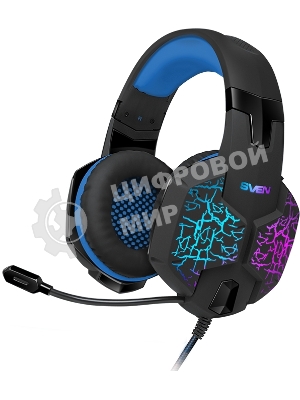 Гарнитура проводная SVEN AP-U980MV, черный-синий (USB, LED, 7.1, 2.2m)