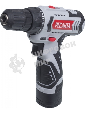 Дрель-шуруповерт Ресанта ДА-12-2Л, 12 В, 2 Ач, 40 Нм, щеточный