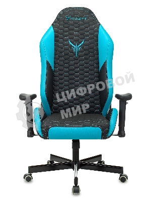 Кресло Knight Neon черный/голубой, экокожа, 120 кг, механизм качания