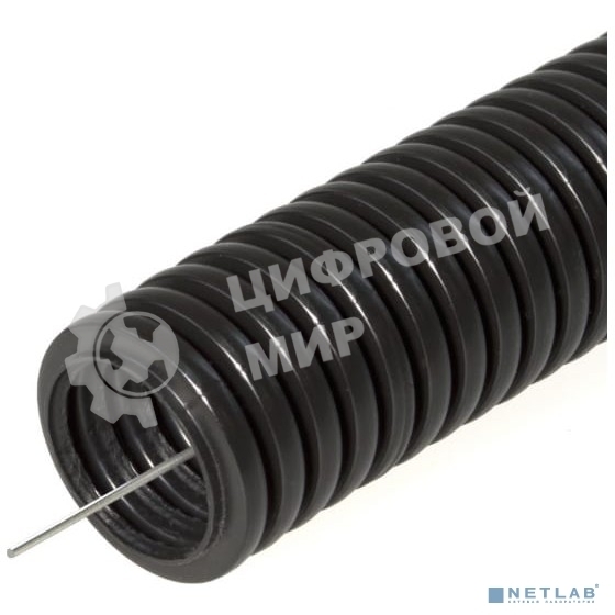 Труба гофрированная ПНД безгалогенная (HF) черная с/з д25 (50 м/2600 м уп/пал) PR.022551 Строитель