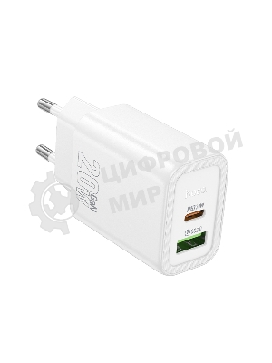 Зарядное устройство Hoco 20Вт, 3А, QC3.0/PD, 1xUSB, 1xType-C, N61, белый, коробка